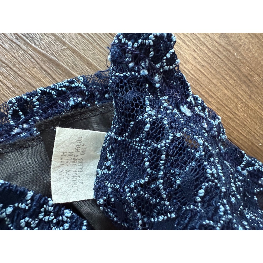 Heart & Soul Navy Floral Lace Top Women's Large Y2K Whimsigoth Fairy Grunge - Picture 4 of 6
